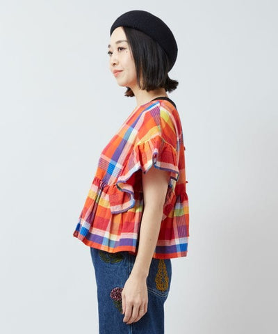Madras Check Sari Top by AMINA - Ametsuchi