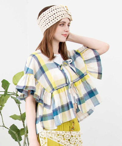 Madras Check Sari Top by AMINA - Ametsuchi