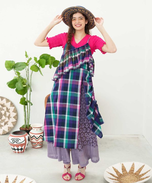 Madras Check Sari Dress