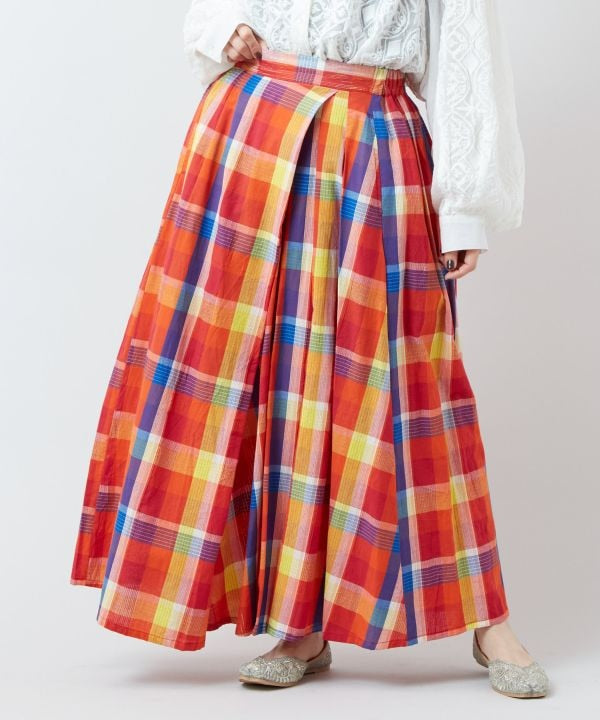 Madras Check Sari Skirt