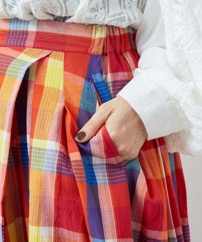 Madras Check Sari Skirt by AMINA - Ametsuchi