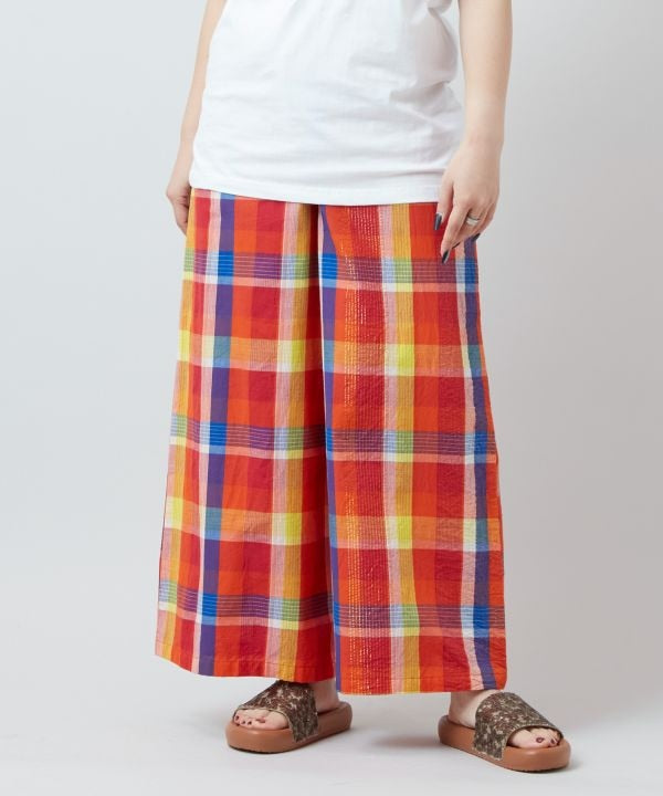 Madras Check Wide Pants by AMINA - Ametsuchi