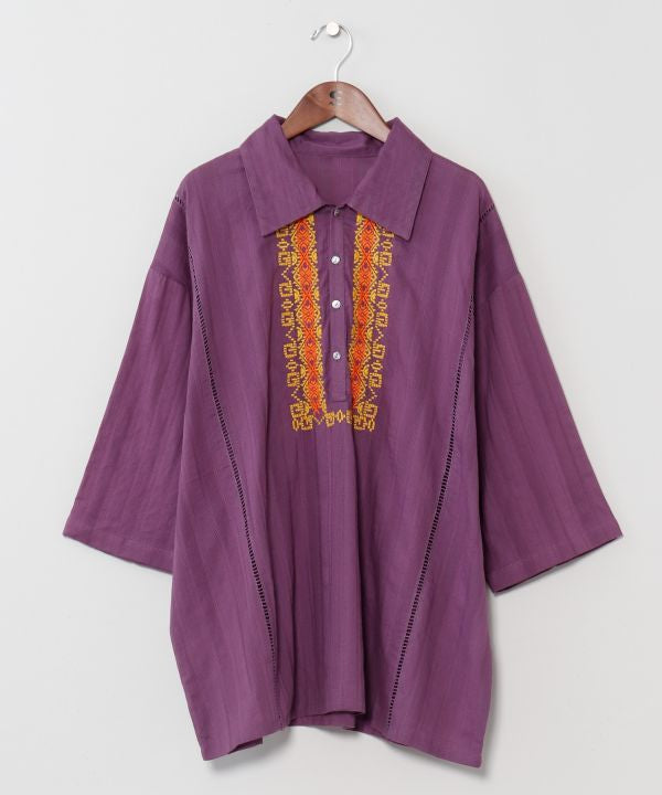 Embroidered Dobby Cotton Shirt