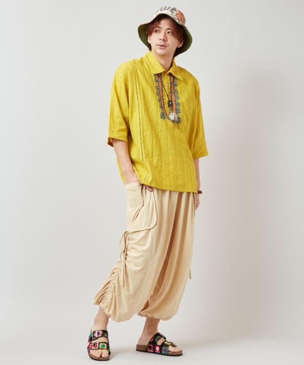 Embroidered Dobby Cotton Shirt Tops by AMINA - Ametsuchi