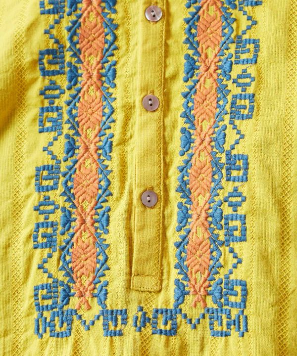 Embroidered Dobby Cotton Shirt Tops by AMINA - Ametsuchi