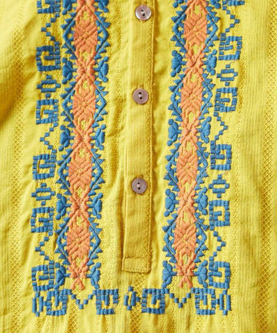 Embroidered Dobby Cotton Shirt Tops by AMINA - Ametsuchi