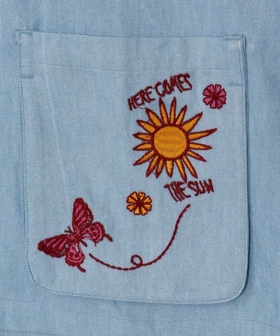 Flower Embroidery Denim Cardigan