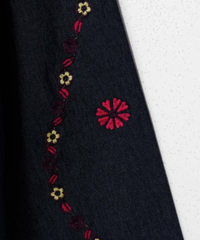 Men's Flower Embroidery Denim Cardigan Cardigans & Outerwear by AMINA - Ametsuchi