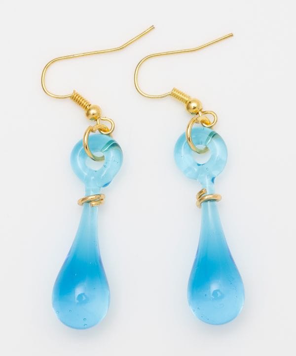 Anting-anting Kaca Venesia Bentuk Tetesan Air Mata Buatan Tangan 欧州航路 - Ametsuchi