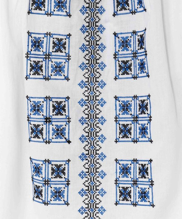 Geometric Embroidery Bloue