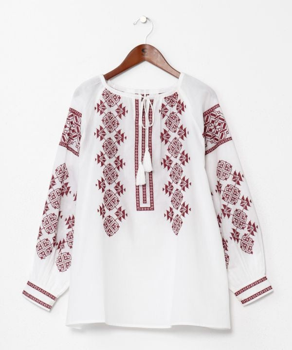 Geometric Embroidery Bloue