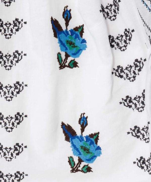 Floral Embroidery Bloue