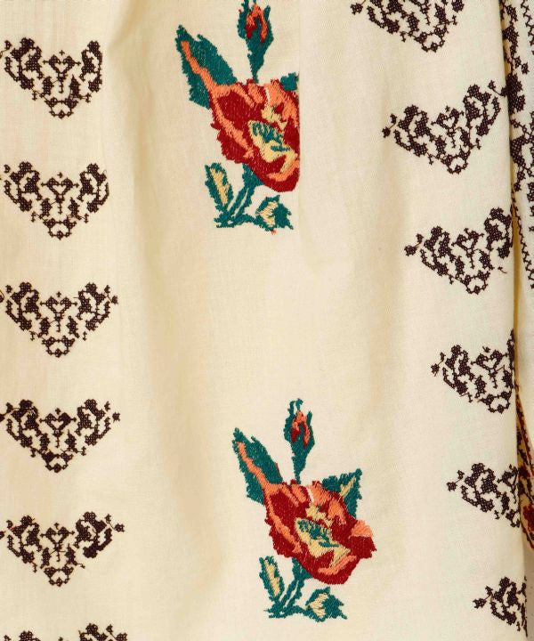 Floral Embroidery Bloue