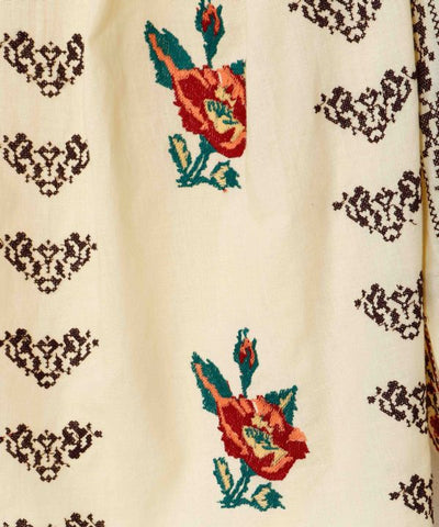 Floral Embroidery Bloue