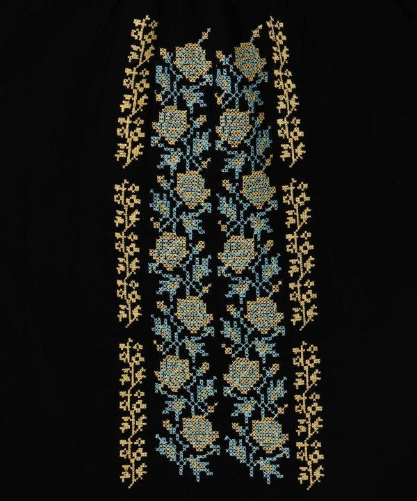 Floral Embroidery Bloue