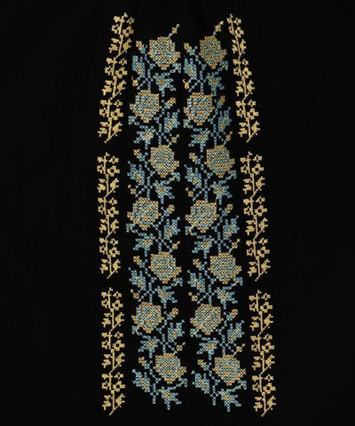 Floral Embroidery Bloue