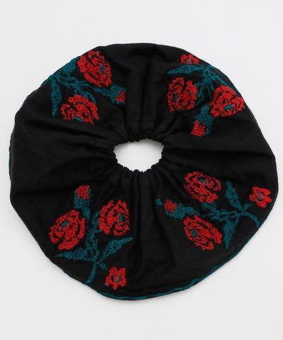 Floral Embroidery Scrunchie