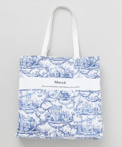Organic Cotton French Print Tote Bag