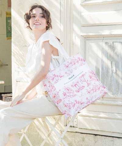 Organic Cotton French Print Tote Bag