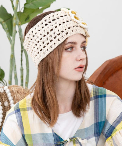 Floral Knit Headband by AMINA - Ametsuchi