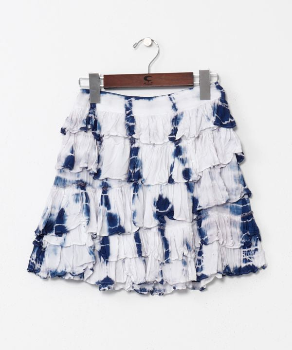 Tie Dye Ruffle Mini Skirt by AMINA - Ametsuchi