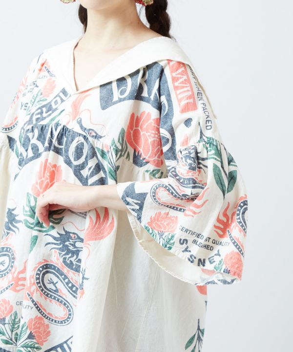 Ad Inspired Graphic Sailor Collar Top by AMINA - Ametsuchi