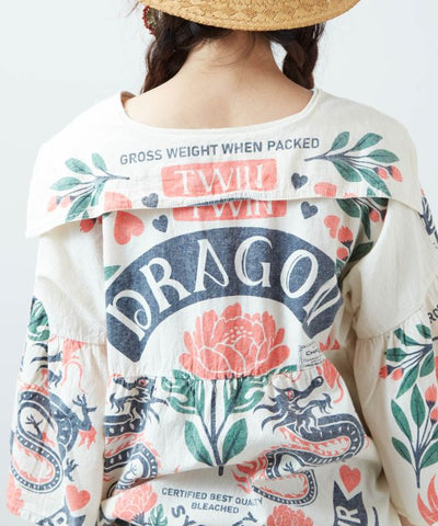 Ad Inspired Graphic Sailor Collar Top by AMINA - Ametsuchi