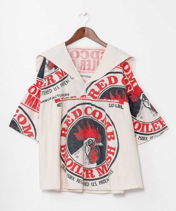 Ad Inspired Graphic Sailor Collar Top by AMINA - Ametsuchi