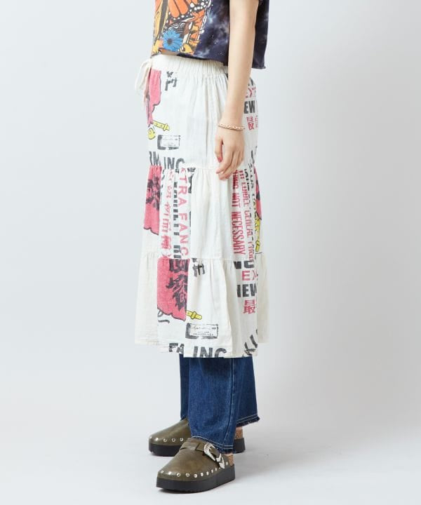 Ad Inspired Graphic Tiered Midi Skirt by AMINA - Ametsuchi