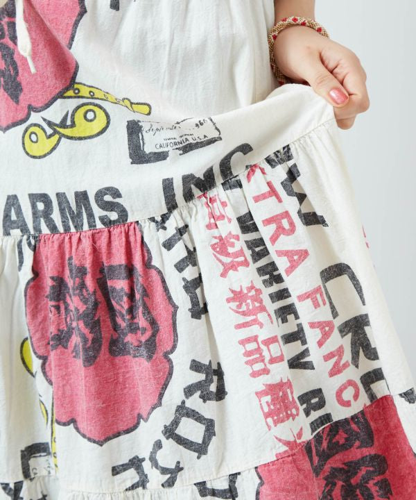 Ad Inspired Graphic Tiered Midi Skirt by AMINA - Ametsuchi