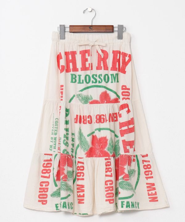 Ad Inspired Graphic Tiered Midi Skirt by AMINA - Ametsuchi