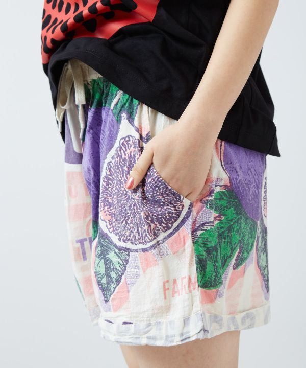 Ad Inspired Graphic Cotton Shorts by AMINA - Ametsuchi