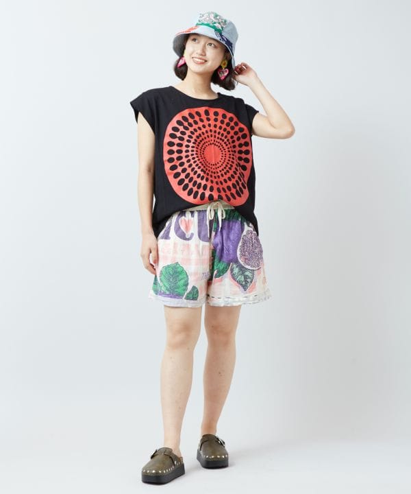 Ad Inspired Graphic Cotton Shorts by AMINA - Ametsuchi