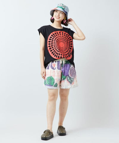Ad Inspired Graphic Cotton Shorts by AMINA - Ametsuchi