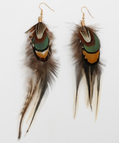 Feather Motif Statement Earrings by AMINA - Ametsuchi