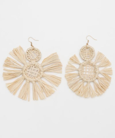 Boucles d'oreilles rondes en rotin Sun par AMINA - Ametsuchi