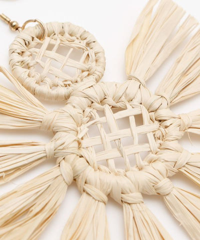 Boucles d'oreilles rondes en rotin Sun par AMINA - Ametsuchi