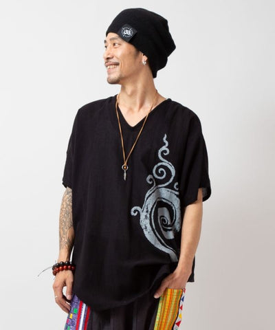 Oversized Cotton Print Top by AMINA - Ametsuchi