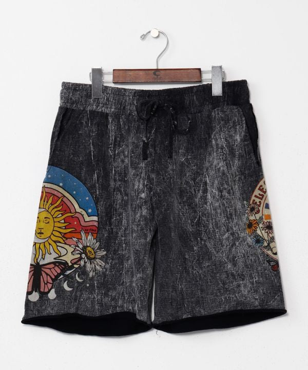 Sun Moon Print Shorts