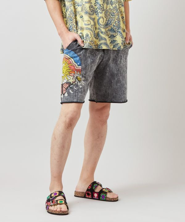 Sun Moon Print Shorts by AMINA - Ametsuchi