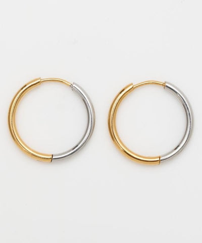 Bi Color Stainless Slim Hoop Earrings