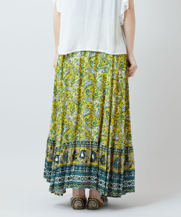 Paisley Border Skirt by AMINA - Ametsuchi