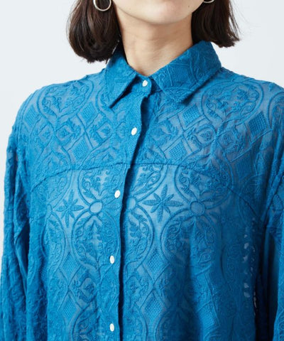 Sheer Embroidered Shirt by AMINA - Ametsuchi