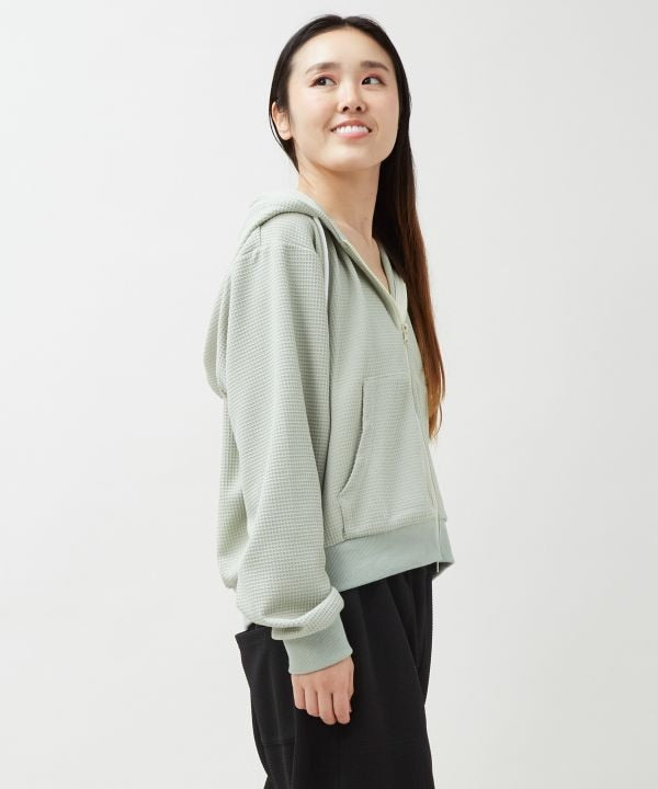 Waffle Embroidered Zip Hoodie by Kahiko - Ametsuchi