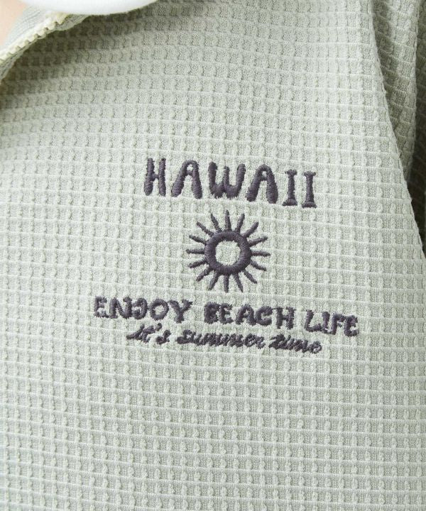 Waffle Embroidered Zip Hoodie by Kahiko - Ametsuchi