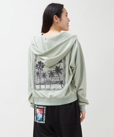 Waffle Embroidered Zip Hoodie by Kahiko - Ametsuchi