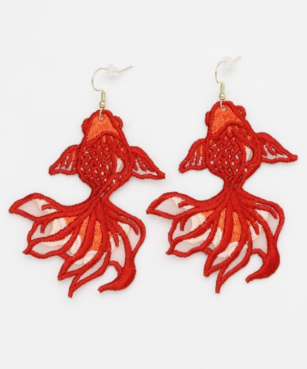 Japanese Embroidered Earrings by Kaya - Ametsuchi