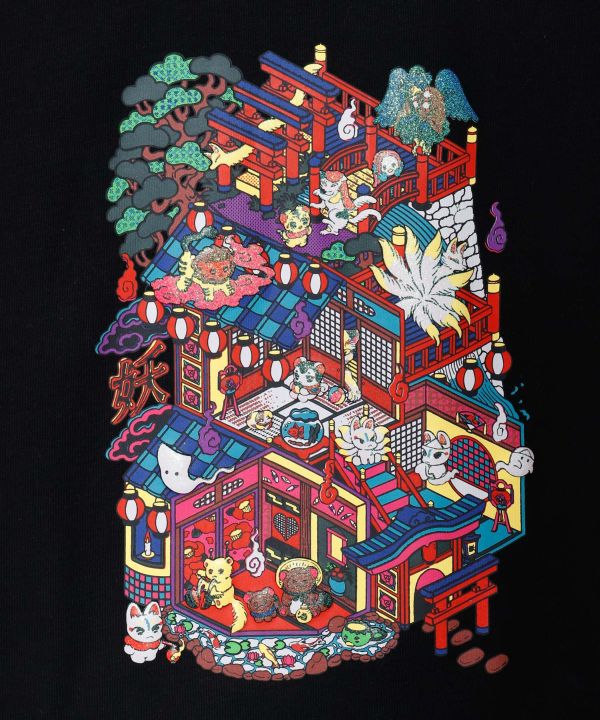 来福 Glitter Print Unisex Top by Kaya - Ametsuchi
