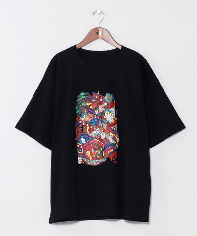 来福 Glitter Print Unisex Top by Kaya - Ametsuchi
