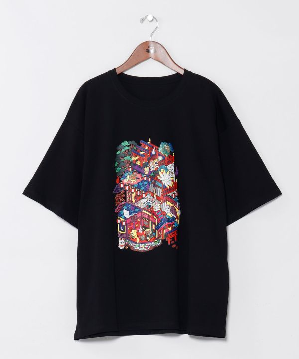 来福 Glitzer-Print-Unisex-Top von Kaya - Ametsuchi